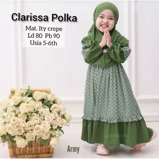 CLARISSA POLKA SYARI KIDS KF 5-6 Tahun BAHAN ITY CREPE Gamis Syari Set Hijab Anak Perempuan Gamis Anak Murah Gamis Anak Kekinian 2022