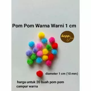 Pom Pom Warna Warni 1 cm, Pompom 10 mm