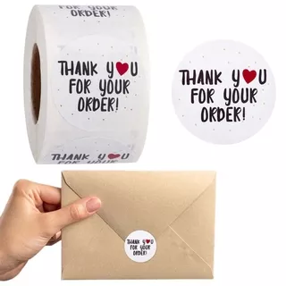 500Pcs/Roll Round Thank You for Your Order Heart Sticker Tags/Handmade Seal Labels/Scrapbook Stationery/Gift Food Decoration Stamp