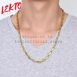 Kalung Titanium Pria Wanita Anti Karat Emas Gold Cowok Cewek Laki laki Kalung Titanium Biji Padi    Kalung Monel Anti Karat Pria Wanita Asli Premium Exclusive Silver Gold emas Anti Luntur Kalung Kesehatan pria Kalung Rantai