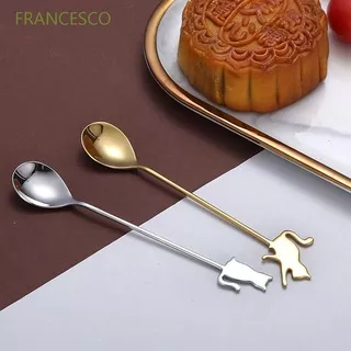 FRANCESCO Cute Milk Spoon Fruit Coffee Accessories Teaspoon Mixing Kitchen Stainless Steel Cat Drinking Dessert Stirring Tool