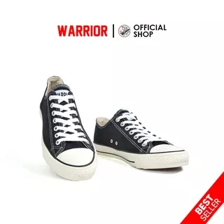 Warrior Sparta Hitam Putih LC - Sepatu Sekolah Warrior Pendek