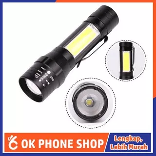 Senter Cas LED USB Rechargeable XML-T6 + COB Nyala Terang Jarak Jauh Mancing Sepeda Albinaly - 1907