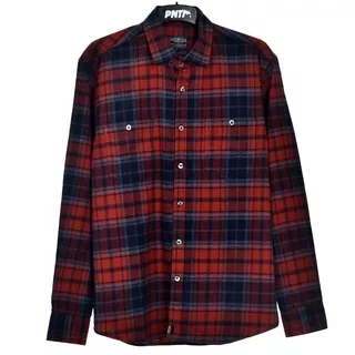Premium Nation Original Shirt / LONGSHIRT FLANEL.02 - Kemeja Panjang Flanel Merah Kombinasi