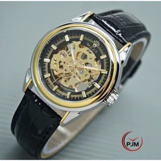 ( COD ) Jam Tangan Rolex Automatic Tali Kulit Balok Super Premium Otomatis