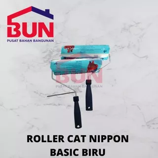 Kuas Roll Cat Tembok 9 Inch - Paint Roller - Gagang dan Refill - Roll Cat Nippon Basic Biru Ekonomis