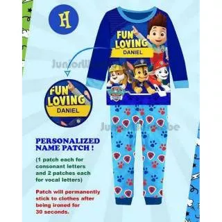 Piyama Anak Lelaki Junior Wardrobe JW 65 Paw Patrol Fun Loving Name Patch