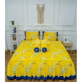 SPREI SORAYA BEDSHEET RIMPEL MARIKO KUNING KING SIZE 180X200X55