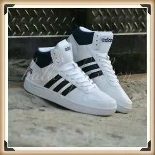 Sepatu Adidas Neo Hoops Mid White Black Putih Hitam Sneakers Casual Original Indonesia BNWB