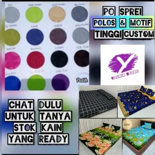 SPREI TINGGI 25 30 35 40 SINGLE DOBEL BED KING QUEEN KASUR NOMOR 1 2 3 4 CUSTOM UKURAN MOTIF POLOS BUNGA BATIK ABSTRAK KOTAK HITAM PUTIH HOME MADE GROSIR MURAH HALUS BERKUALITAS