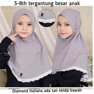 Bergo Anak Renda bawah / Maryam Anak renda / jilbab anak mengaji