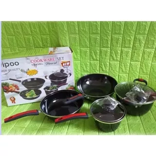 Panci  ,  VIPPO V 1834  ,  GSF 1831 , AIRLUX 1032  Panci set enamel  ,  Anti lengket / panci cookware  6 pcs