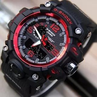 PROMO ANTI AIR RUBBER JAM TANGAN PRIA SPORT CASIO GSHOCK G-SHOCK DUAL-TIME GWG-1000 LIST MERAH GK002