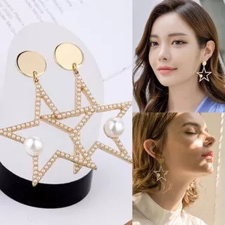 (ROWLING) Anting Bintang Mutiara/Fashion Wanita Star Stud Earrings