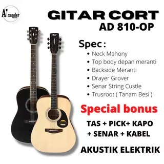 [ Paket Murah ] Gitar CORT AD 810-OP Akustik Elektrik Murah Berkualitas Tanam Besi Bergaransi