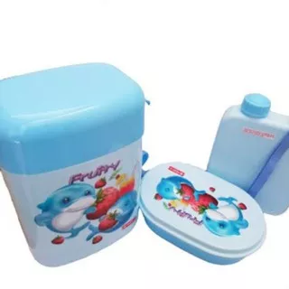 Lion Star Kotak Makan Botol Minum Set Bottle Plastik Lunch Box Bekal SB-3 Pallo School Box