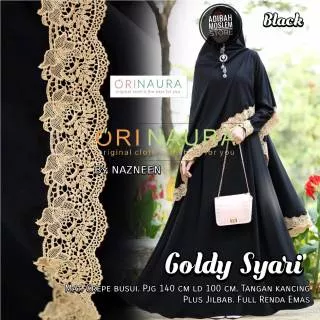 Goldy Syari OriNaura CREPE Gamis Syari Polos