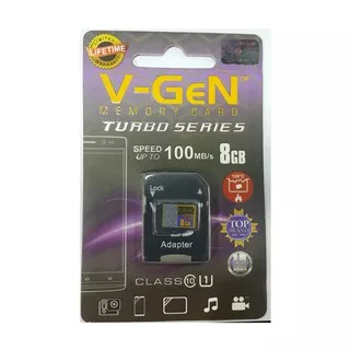 MicroSD V-GeN Turbo 8GB + Adapter Class 10 Memory Card Micro SD VGEN