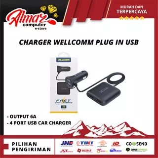 Charger Wellcomm PLUG IN USB 6A OL 4 USB 4 Port USB Car Charger