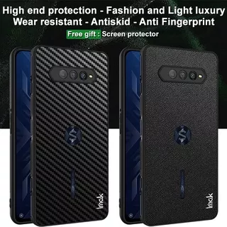 Original Imak Luxury Carbon Fiber Pattern Casing Xiaomi Black Shark 4 Pro Hard PC PU Leather Back Cover BlackShark 4 Shockproof Case + Screen Protector