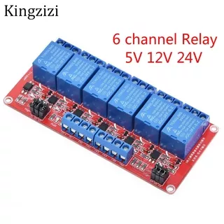 Modul Relay 6 Channel 5V 12V 24V High dan Low Level Trigger Relay DC 5 V 12 V 24 V Volt