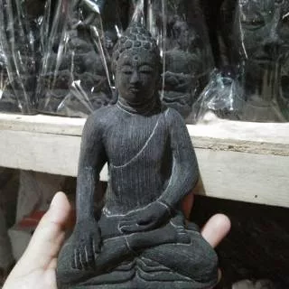 MINIATUR PATUNG BUDHA DUDUK BAHAN BATU - SOUVENIR JOGJA