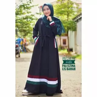 Gamis muslimah bahan wolfis motif Palestina (Real pict)