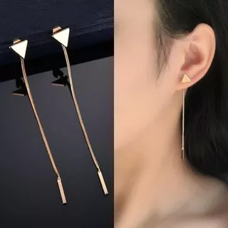 Anting Rumbai Panjang Warna Emas Dan Silver Triangle pendant birthday gift daily life party wedding personalized fashion factory processing