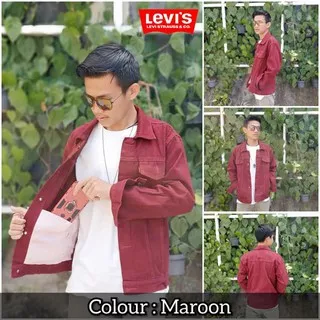 Jaket jeans Pria Abu/hijau/maroon/putih/krem/coklat gold/pink