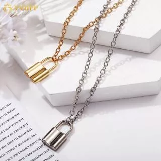 Simple Vintage Lock Necklace Choker Chain Gold Silver Pendant Women Fashion Necklaces Accessories