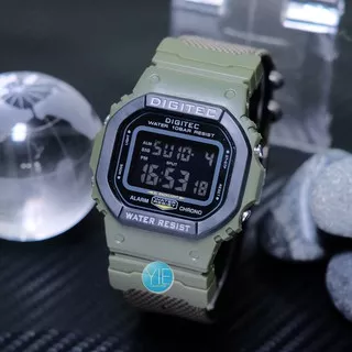 Jam Tangan Digitec Sport Pria Limited Edition DG 6034 T Original Anti Air Strap Canvas Hijau