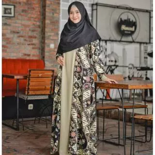 Gamis Kombinasi Batik | Kassandra Dress by Fania Hijab | tanyakan STOCK TERLEBIH DAHULU