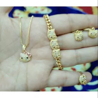 Set kitty anak lengkap kepala 3 gold xuping