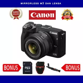 mirrorless canon eos m3 mulus kamera vlog  lensa 15-45mm m3 / m 3 bonus tas siap selfie