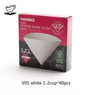 HARIO Paper Filter V60 01 Isi 40 White [VCF-01-40W] ORIGINAL HARIO