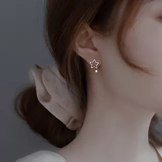 Gaya Korea Hollow Star Stud Earrings untuk Wanita Pola Geometri Bintang Anting Pendek Anting Telinga