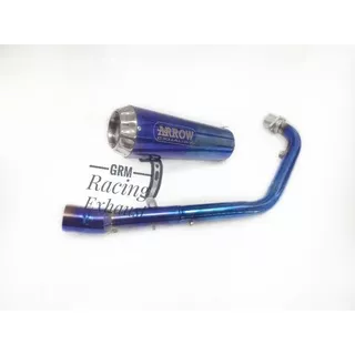 Knalpot racing ARROW PRO RACE pipa header kolong/underbelly biru bluemoon,coating hitam doff,sanblast r15 v2/v3,cbr 150,vixion,mt15,cb 150 r