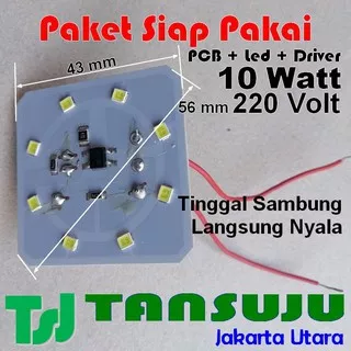 Modul Lampu SMD Led Siap Pakai PCB + Led + Driver 10 Watt 220 Volt AC