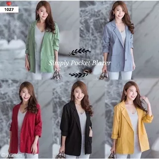 1027 - ss/ simply pocket blazer / BLAZER SIMPEL/ BAJU KERJA/ BLAZER WANITA/ BLAZER KANTORAN