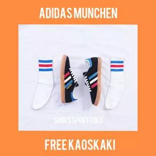 SEPATU ADIDAS MUNCHEN HITAM BONUS KAOSKAKI COD