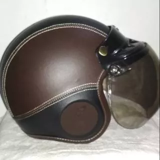 Helm bogo polos coklat hitam - helm anak - helm bogo