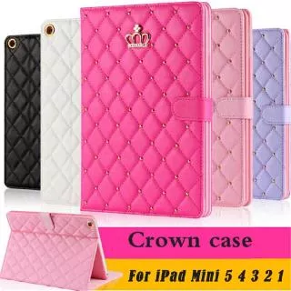 iPad Mini 5 2019 Mini 4 3 2 1 Luxury Crown Smart Wake PU Leather Flip Stand Shockproof Case Cover