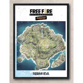 Free Fire FF Peta Bermuda Map Poster HD Booyah Ukuran A3
