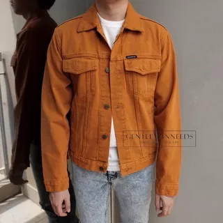 Pull&Bear Jaket Denim Jeans Mustard Oranye Korea Jacket
