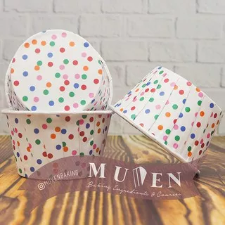 PAPER CUP CAKE CASE POLKA RAINBOW @50 PCS / WADAH MUFFIN CUPCAKE