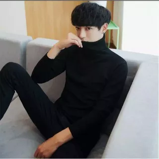 kaos turtleneck pria , wanita longneck polos hitam best produk, kaos korean-kaos murah