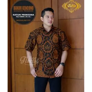 Baju Kemeja Batik Pria Lengan Pendek  Bokor Kencono Ori Batik Florist