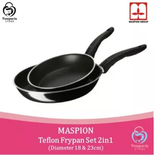 MASPION Teflon Frypan Set 2in1 : 18cm dan 23cm - Paket Teflon isi 2 - Teplon Fry Pan Wajan Murah