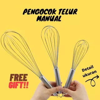 Pengocok Telur Manual Pengaduk Adonan Kue Hand Mixer Egg Whisk Stainless