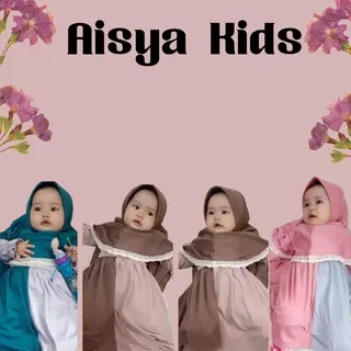 Aisya Kids Gamis Syari Set Khimar Anak Usia 0-12 Bulan / Fashion Muslim Anak Bayi Perempuan Bahan Jersey Terbaru